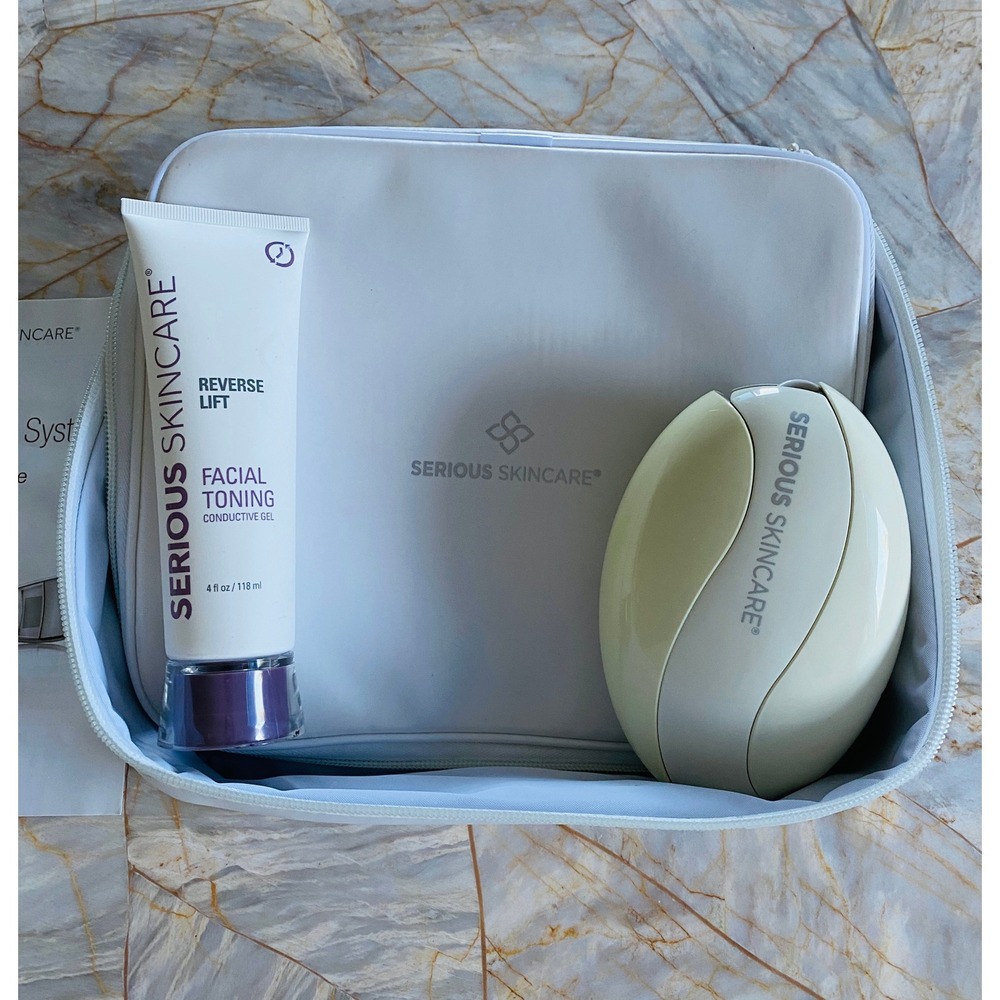 Serious Skincare Reverse Lift Facial Toning System Device Gel & Case Set